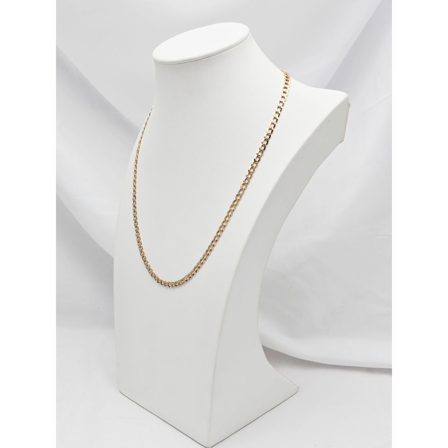 14K Two Tone Gold Diamond Cut Cuban Link Chain Necklace