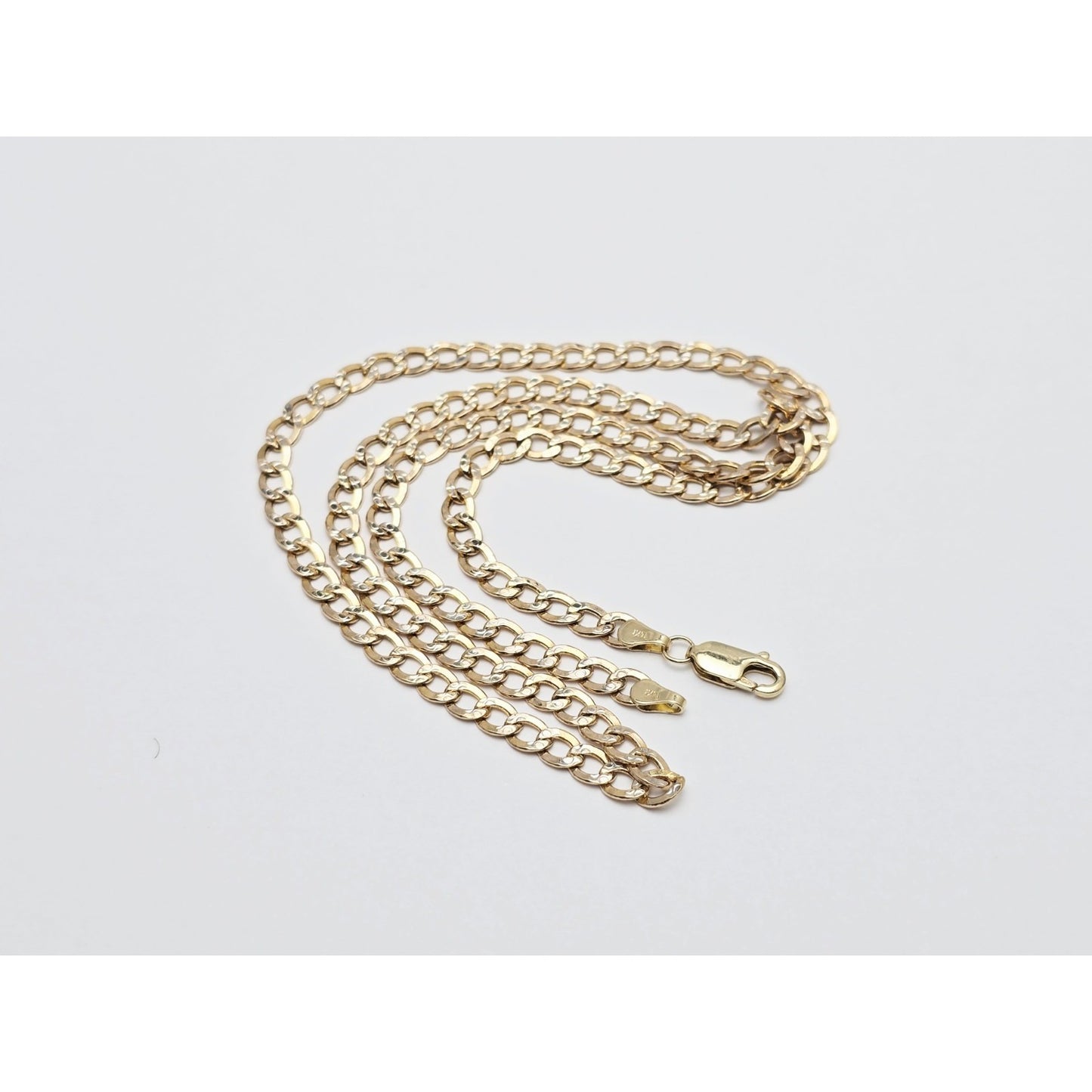 14K Two Tone Gold Diamond Cut Cuban Link Chain Necklace