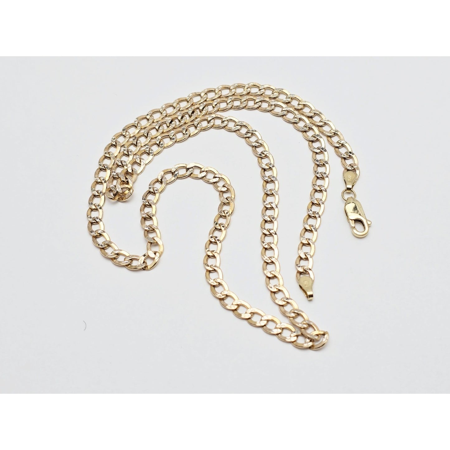 14K Two Tone Gold Diamond Cut Cuban Link Chain Necklace