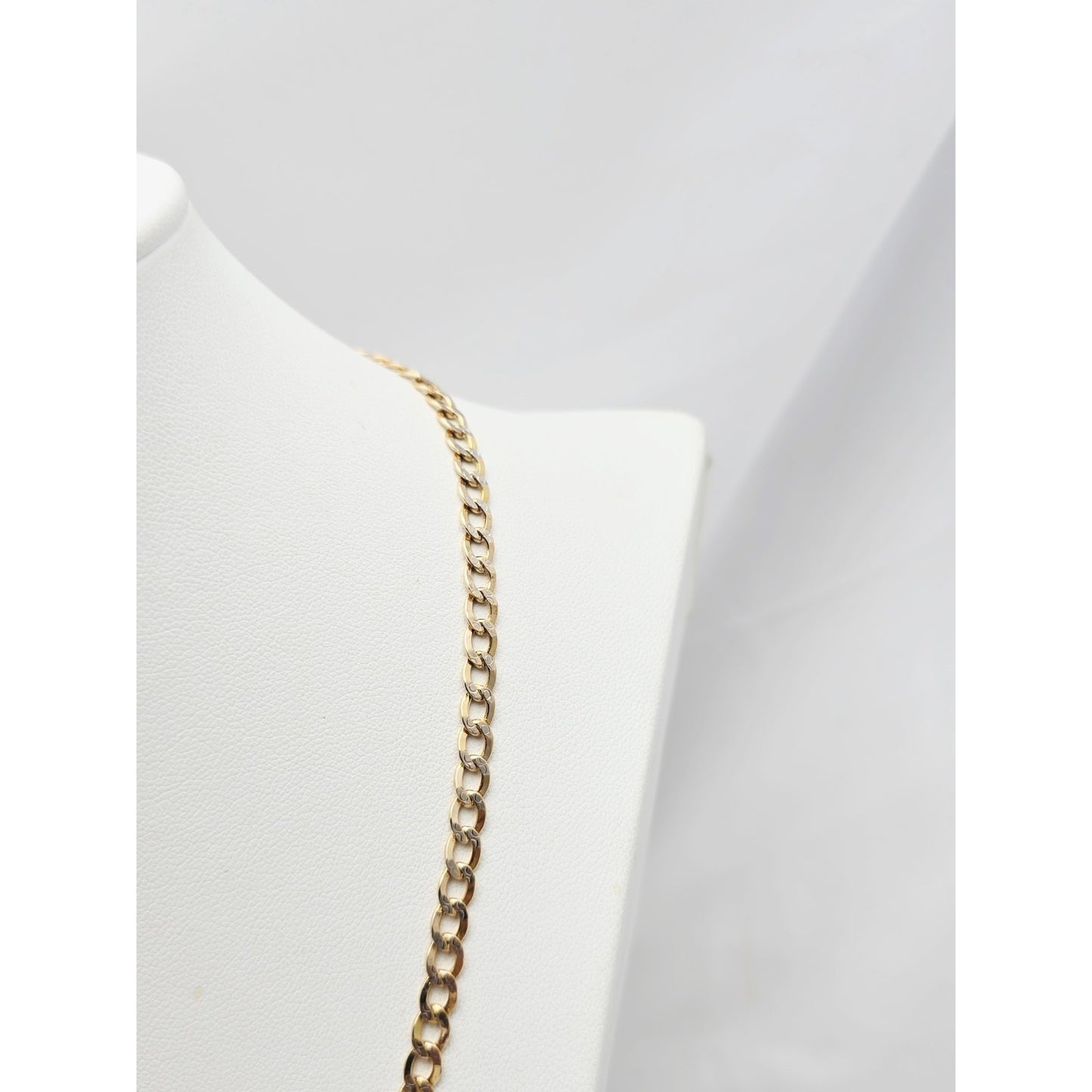 14K Two Tone Gold Diamond Cut Cuban Link Chain Necklace
