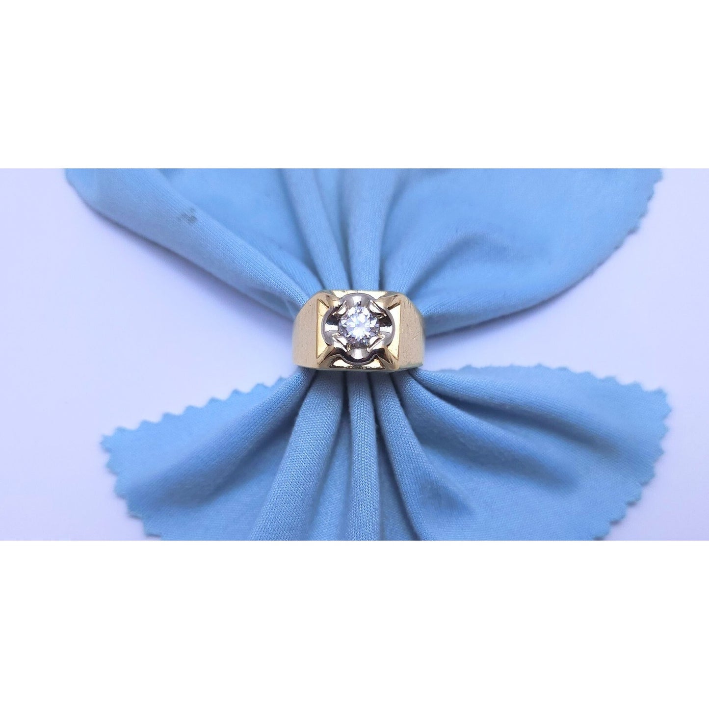 14K Two Tone Gold Diamond Men's Ring