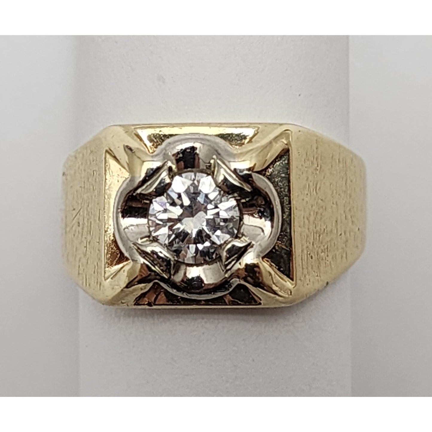 14K Two Tone Gold Diamond Men's Ring