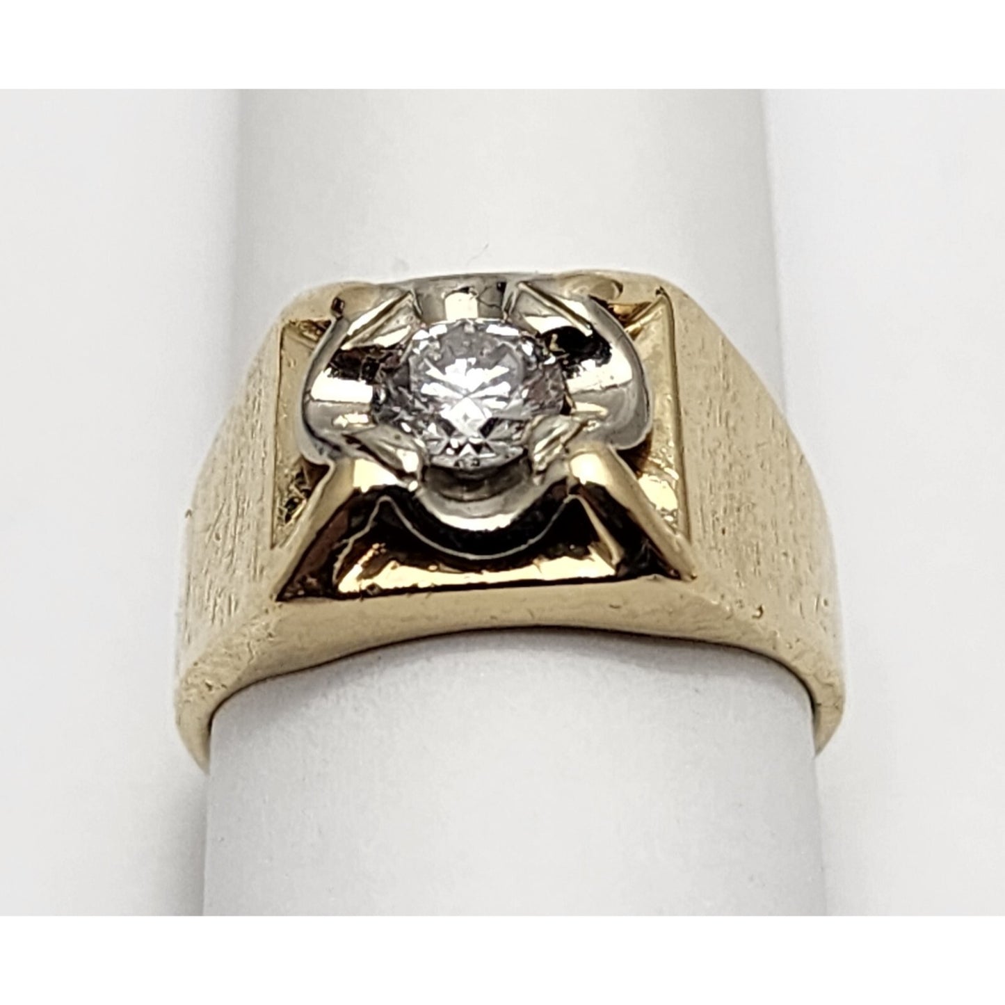 14K Two Tone Gold Diamond Men's Ring