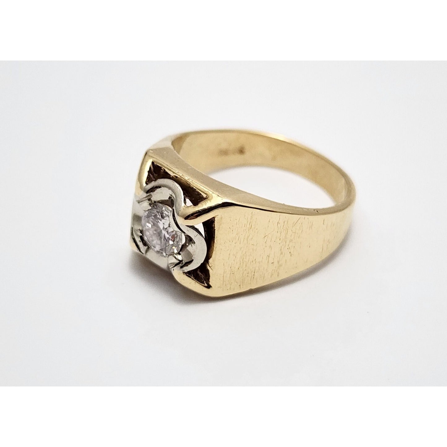 14K Two Tone Gold Diamond Men's Ring