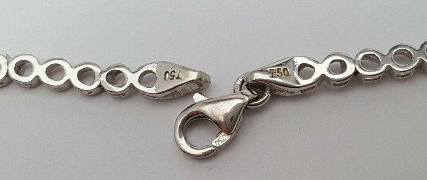 18K White Gold Link Chain Necklace with Cubic Zirconia's