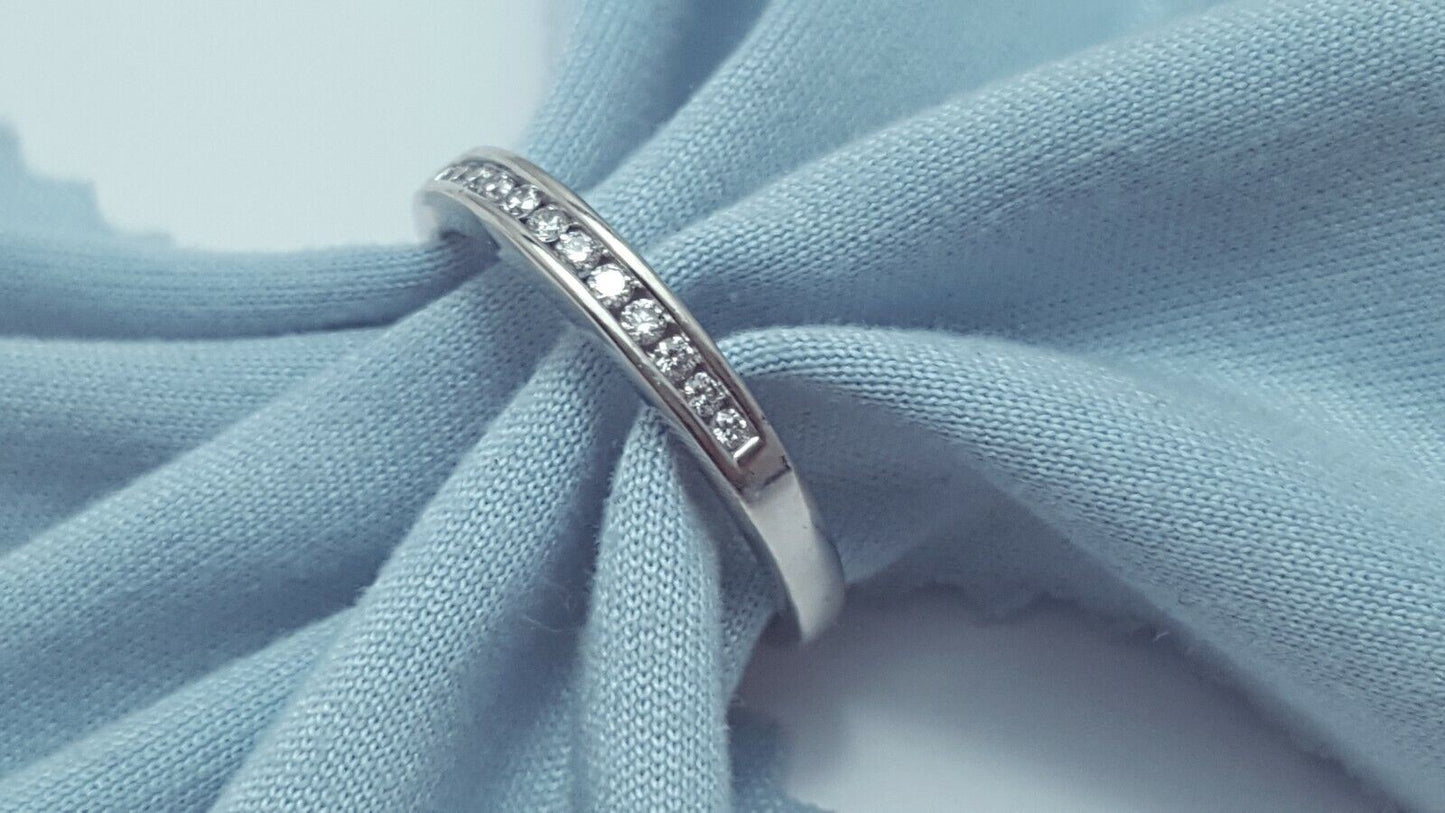 14K Solid White Gold Ladies Diamond Wedding Band Ring