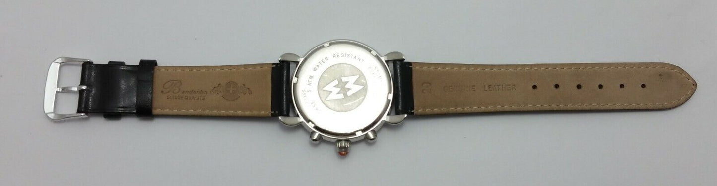 Michele CSX 71-3900 Diamond Chronograph White Dial Black Leatherband Watch