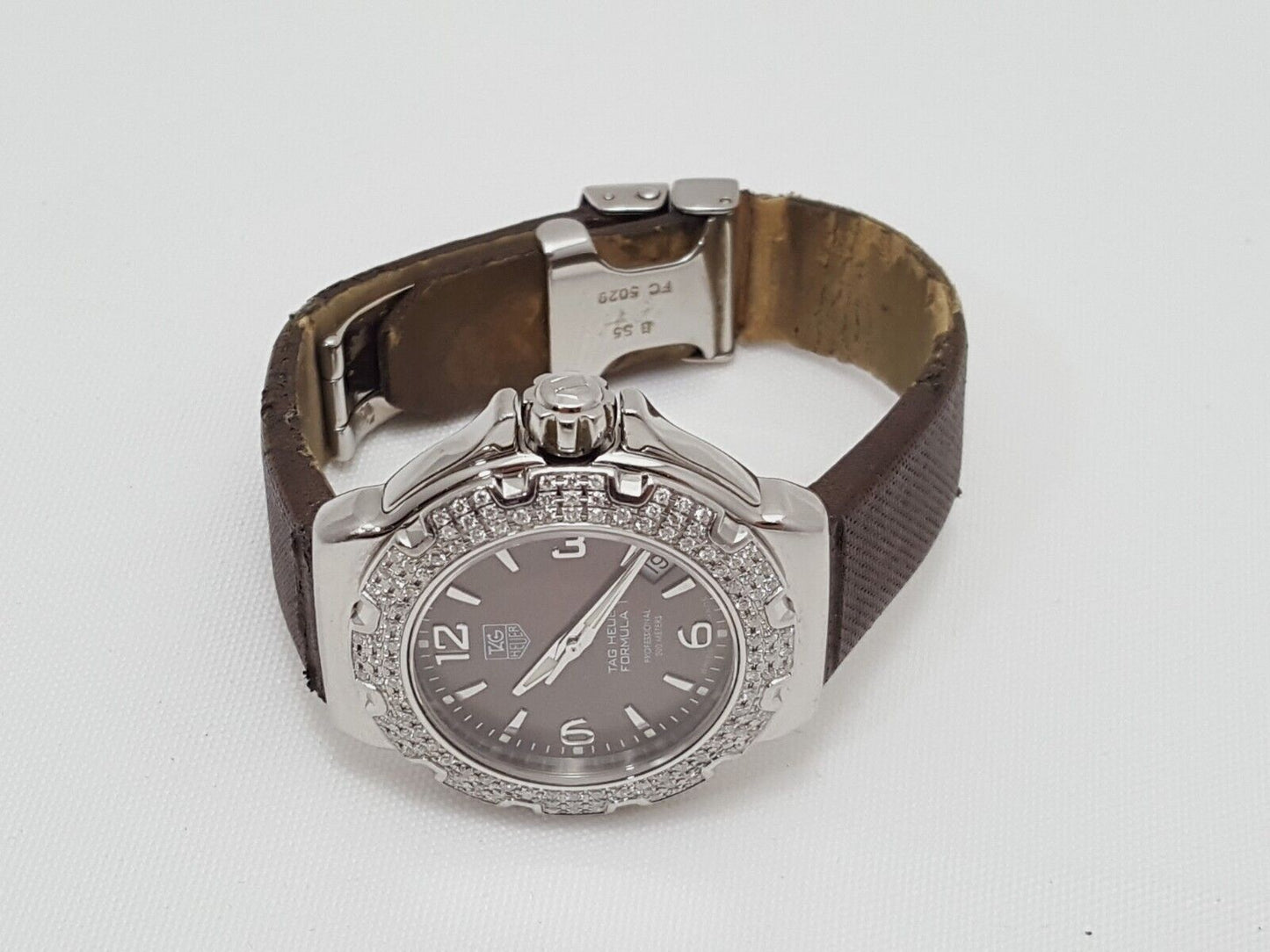 Tag Heuer Ladies Formula 1 WAC1217.FC6221 Diamond Pearl Lady Brown Satin Watch