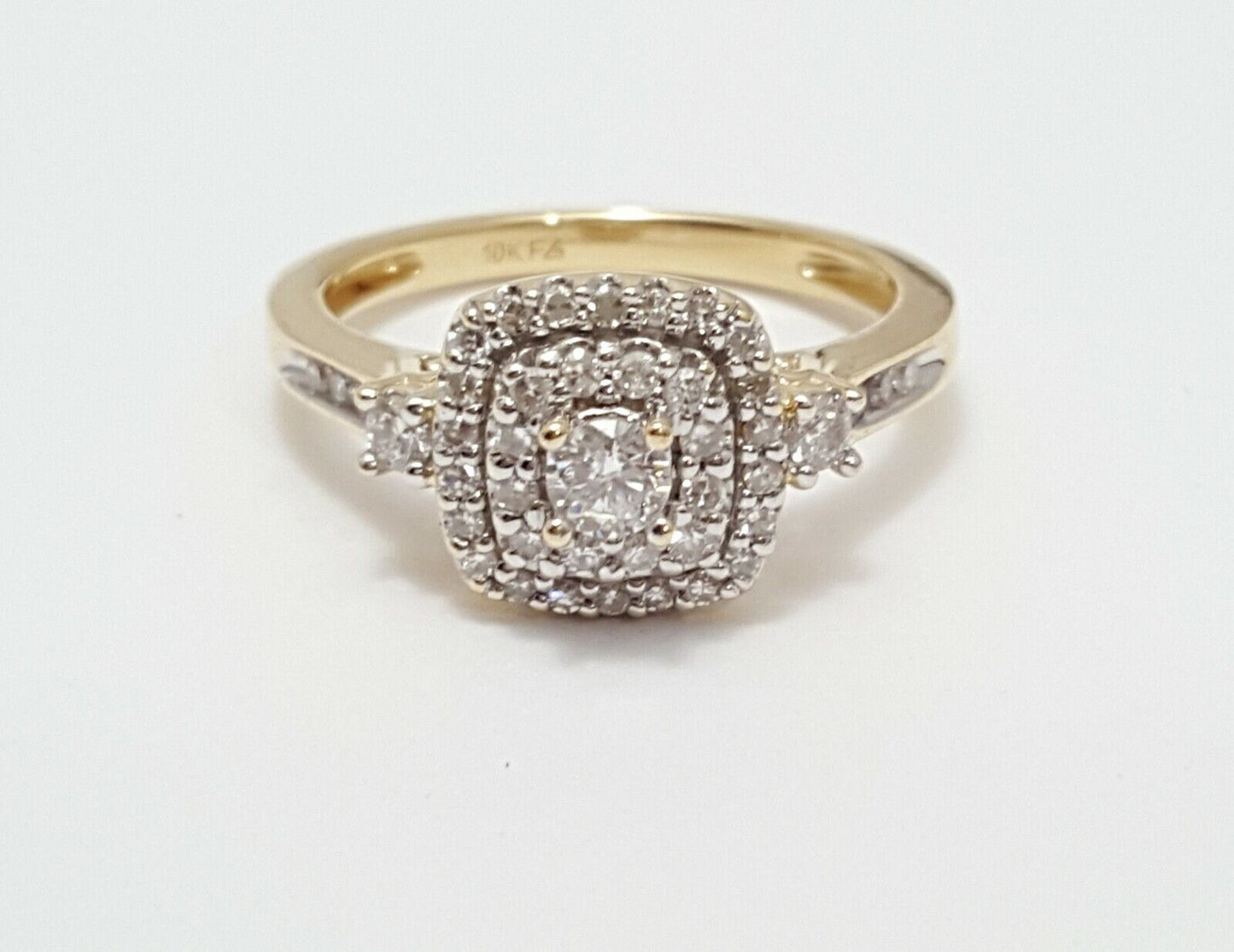 Beautiful 10K Karat Solid Two Tone Multi Tone Gold Designer Diamond Ring