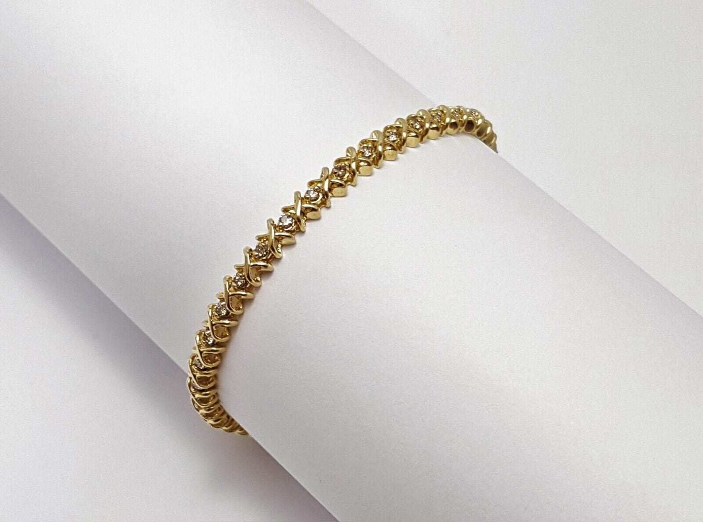 14K Yellow Gold Designer Diamond Tennis Bracelet