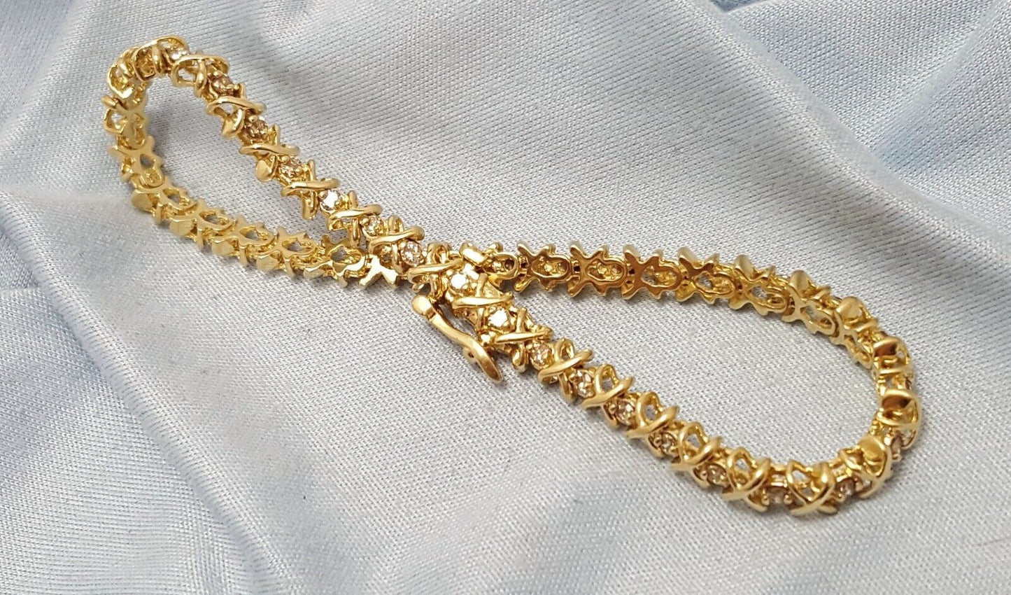 14K Yellow Gold Designer Diamond Tennis Bracelet