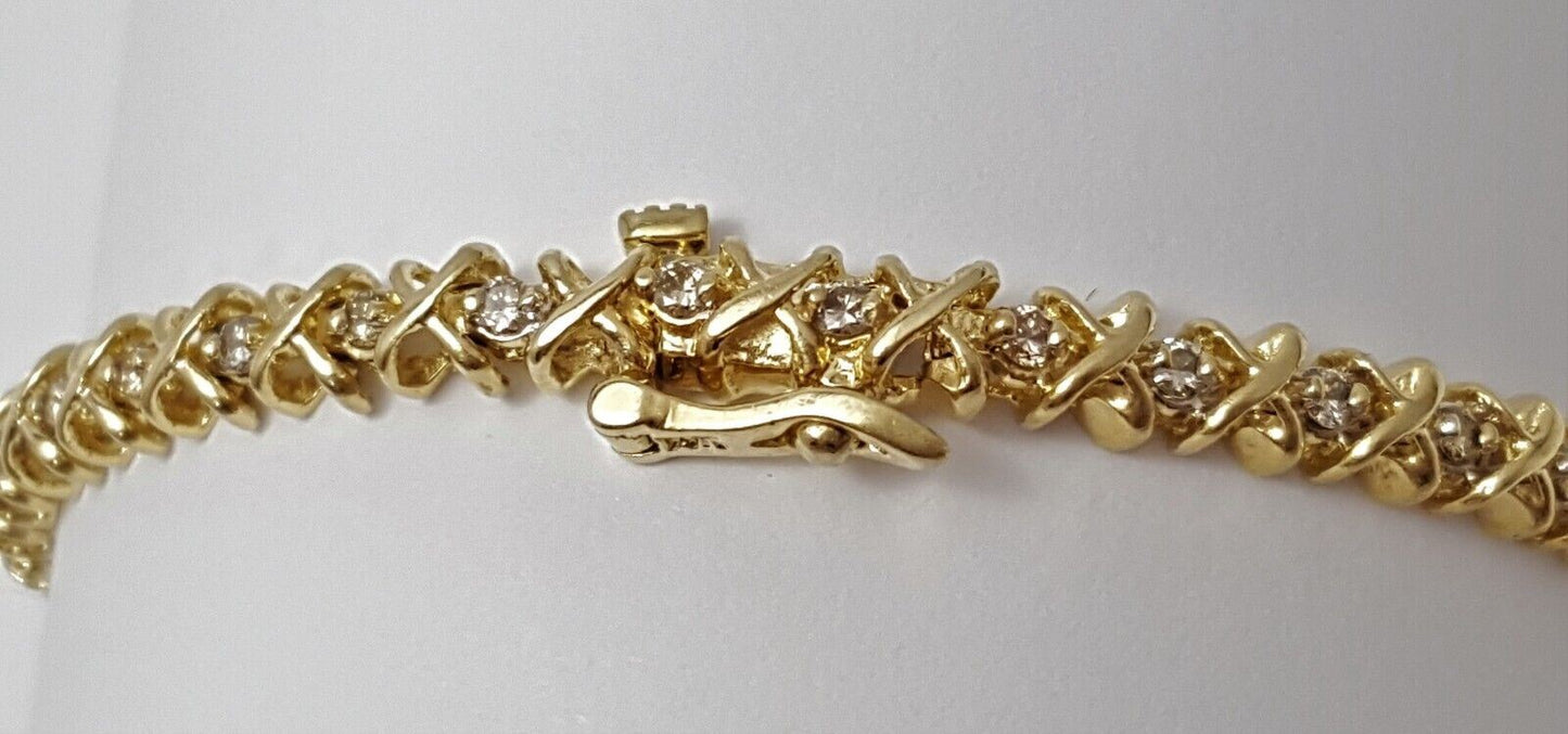 14K Yellow Gold Designer Diamond Tennis Bracelet