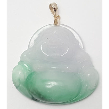 18K Yellow Gold Religious Large Sized Jade Buddha Charm Pendant