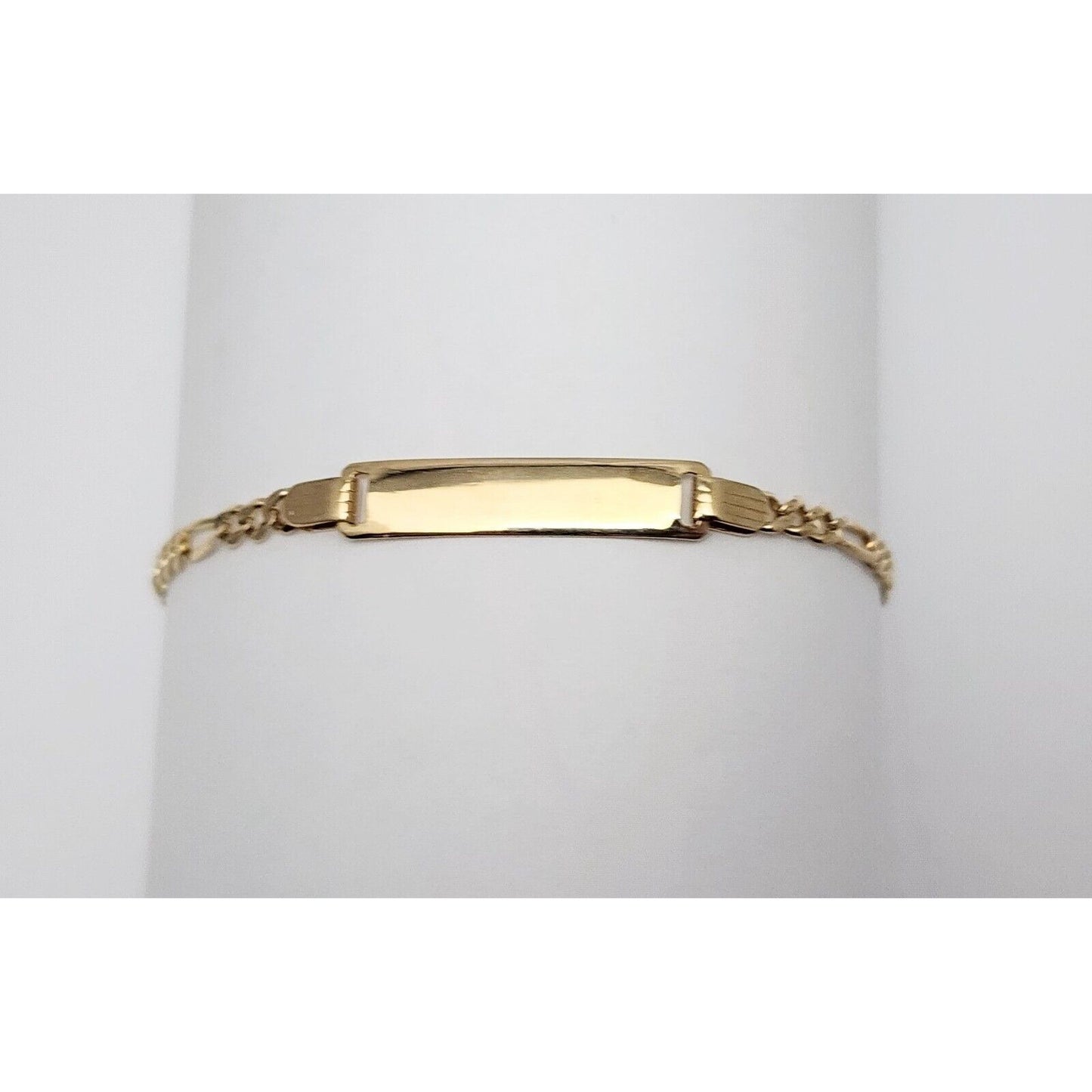 14K Solid Yellow Gold Link ID Bracelet