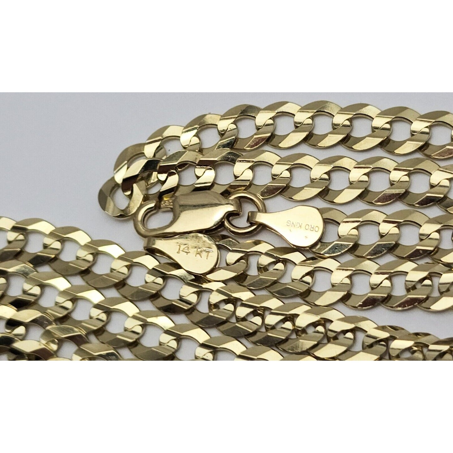 14K Yellow Gold Diamond Cut Cuban Link Chain Necklace