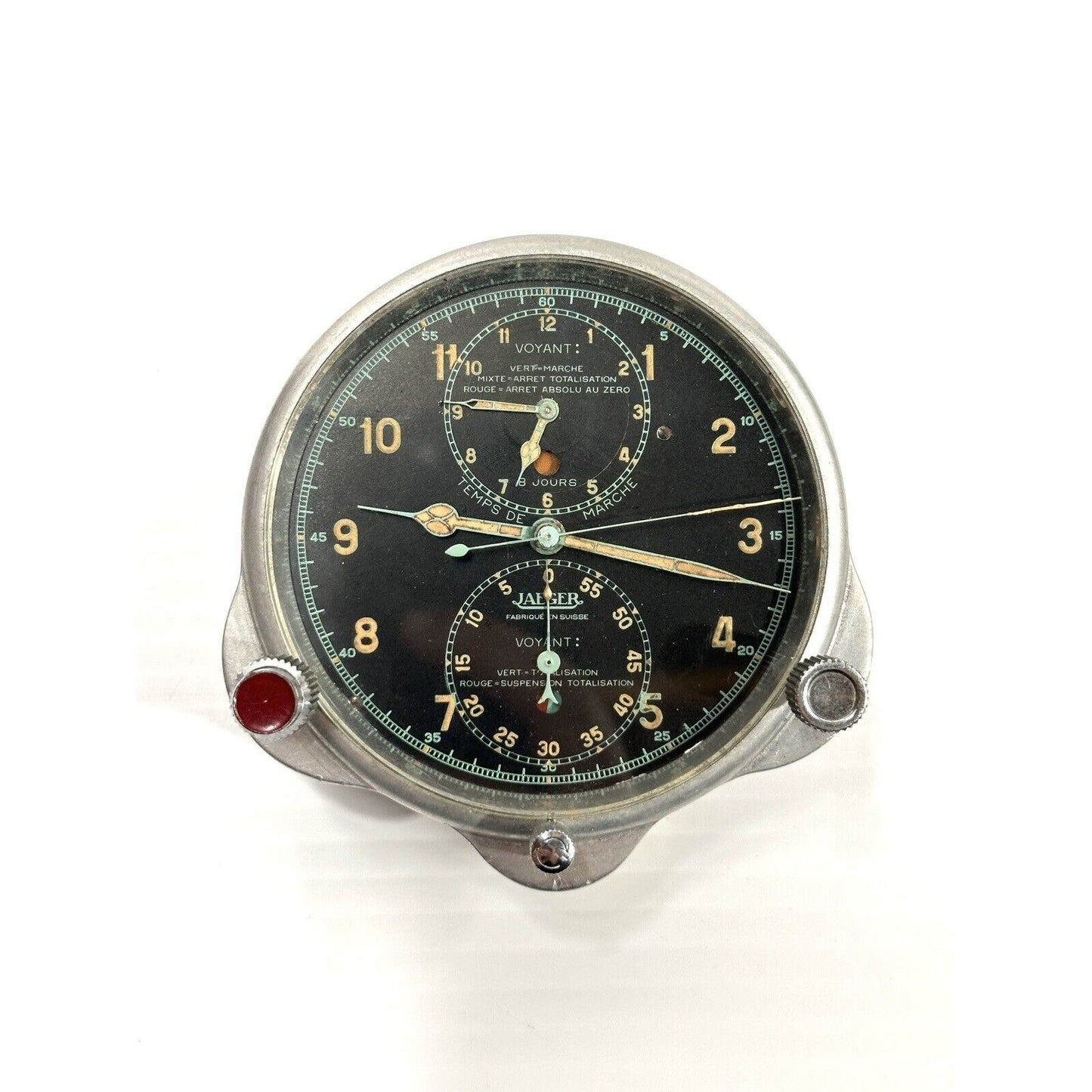 Super Rare Vintage 1925-1950s Jaeger Voyant 8-Day Chronograph Cockpit Clock