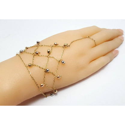 14K Solid Multi Tone Gold Adjustable Slave Link Bracelet