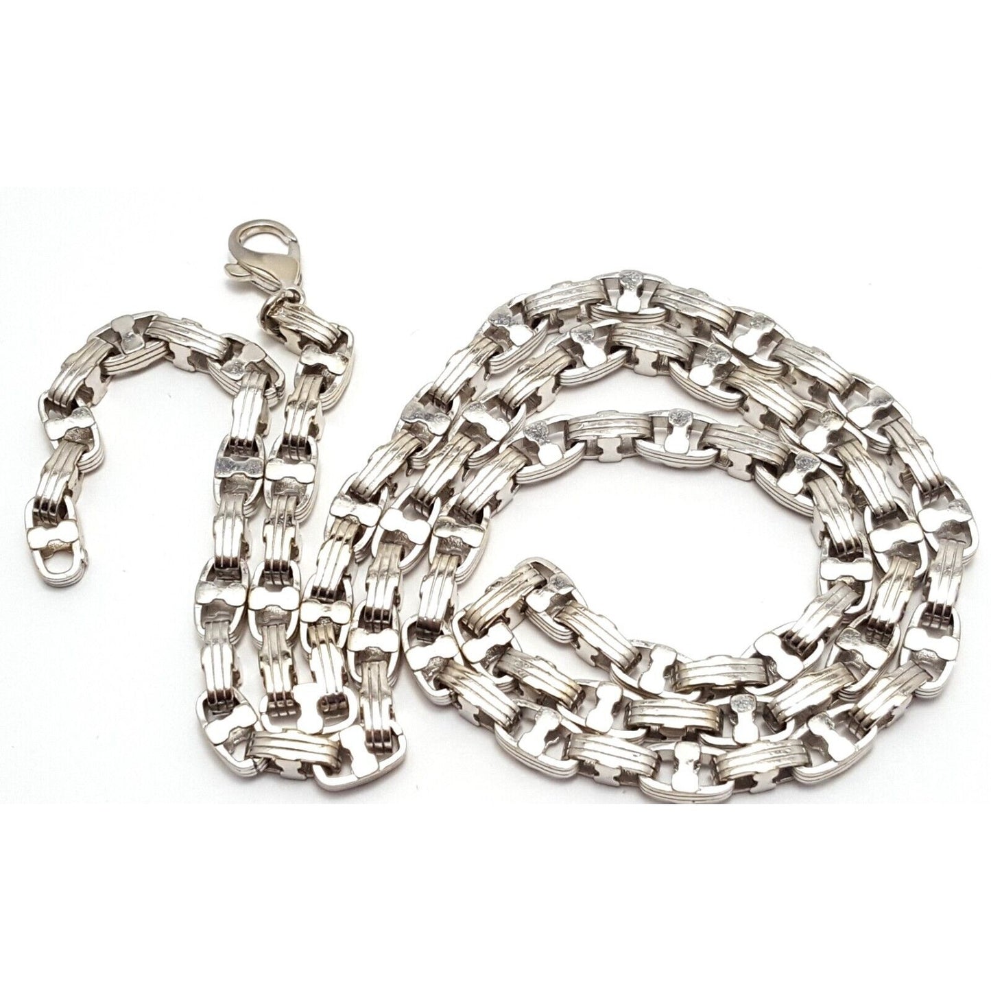 Large Heavy 18K White Gold Link Chain Necklace