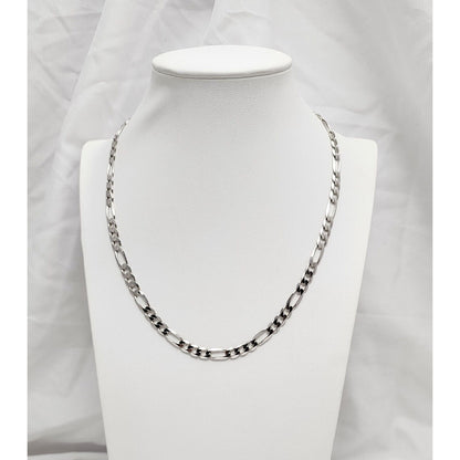 14K White Gold Figaro Link Chain Necklace