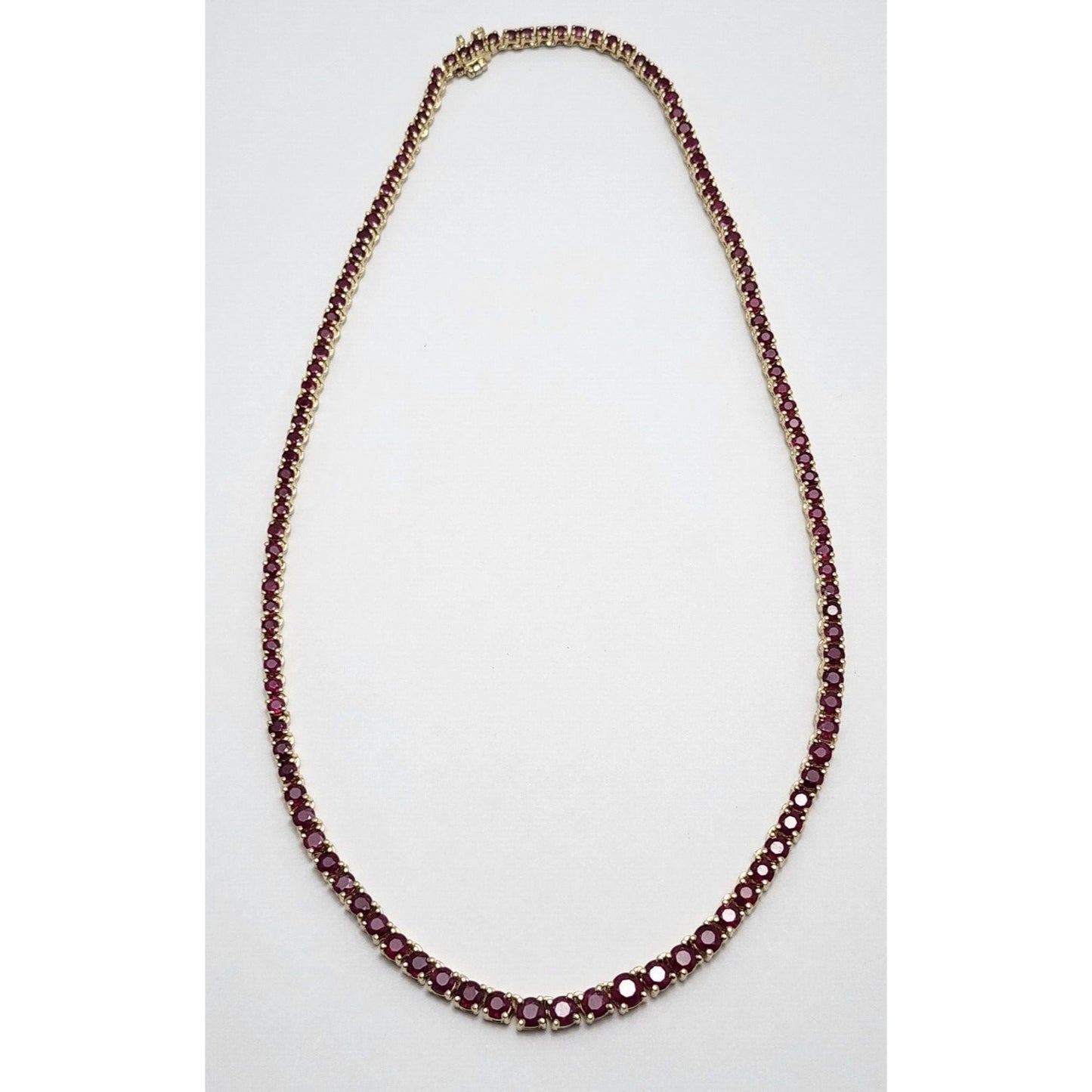 14K Yellow Gold Graduated Ruby Link Necklace