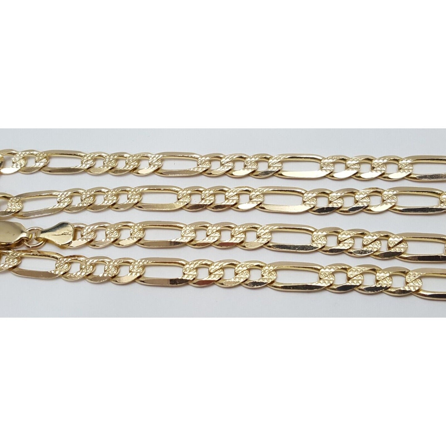 14K Yellow Gold Diamond Cut Figaro Link Chain Necklace