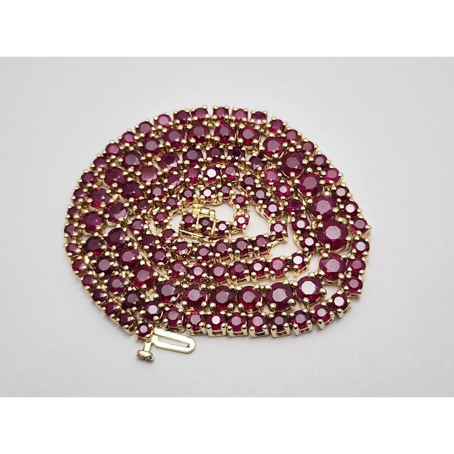 14K Yellow Gold Graduated Ruby Link Necklace