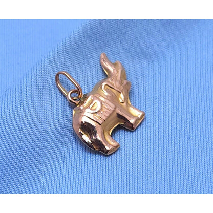 10K Rose Gold 3D Animal Elephant Charm Pendant