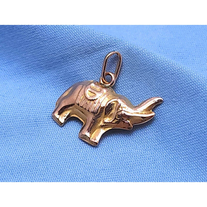 10K Rose Gold 3D Animal Elephant Charm Pendant