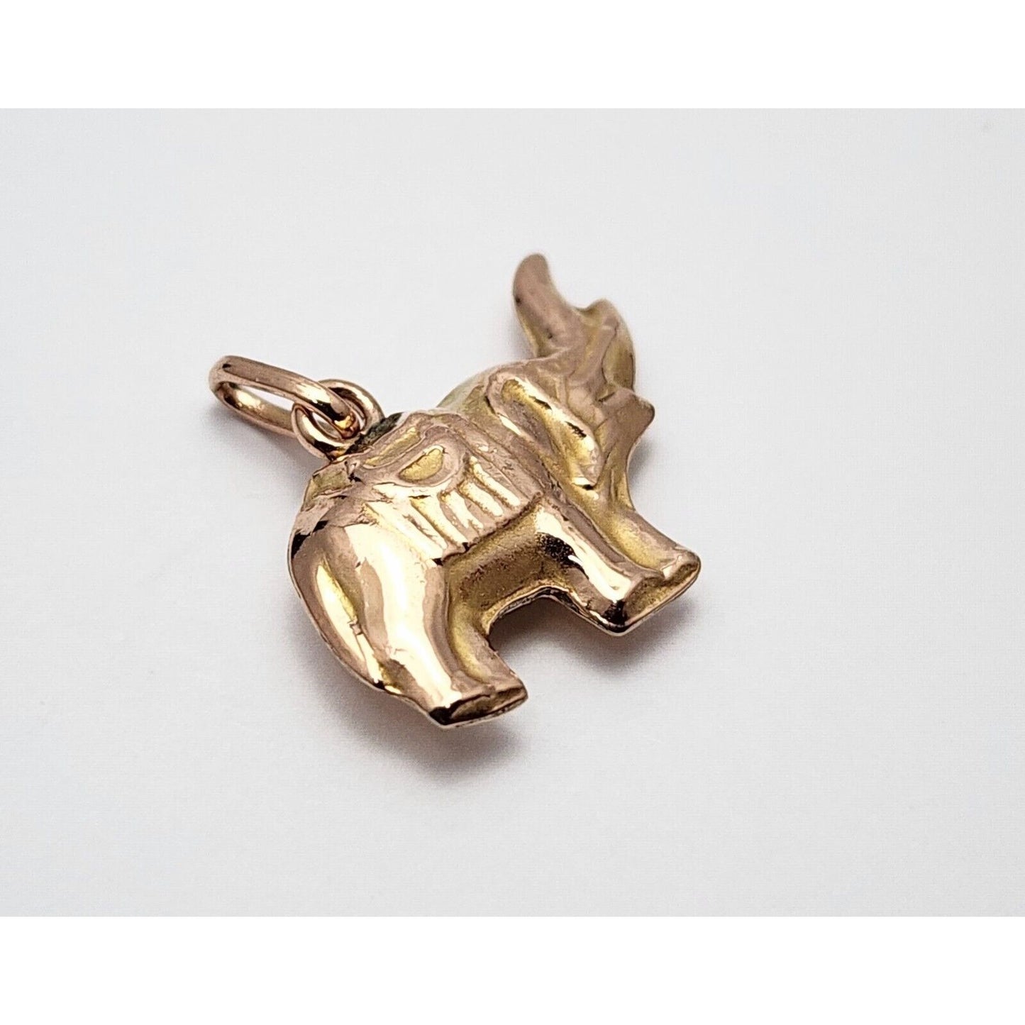 10K Rose Gold 3D Animal Elephant Charm Pendant