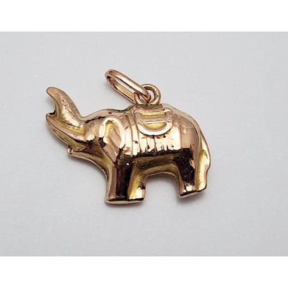 10K Rose Gold 3D Animal Elephant Charm Pendant