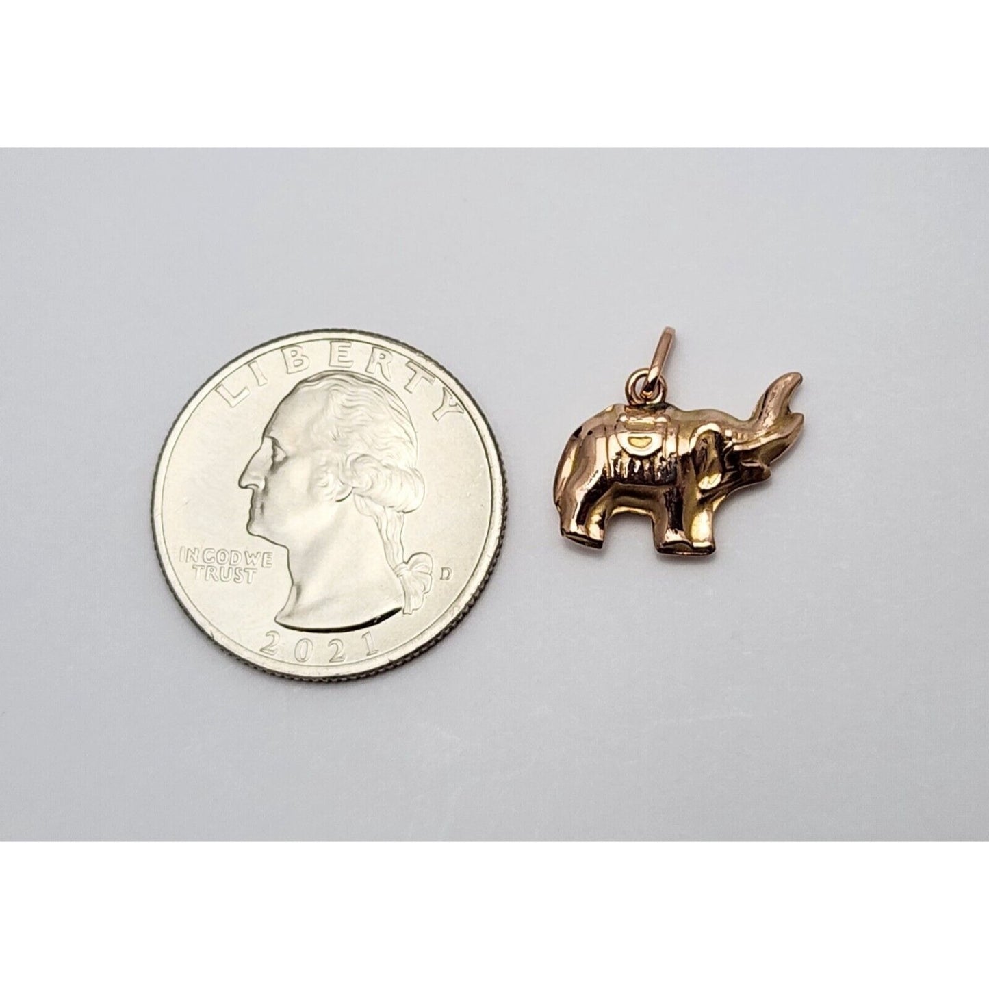 10K Rose Gold 3D Animal Elephant Charm Pendant