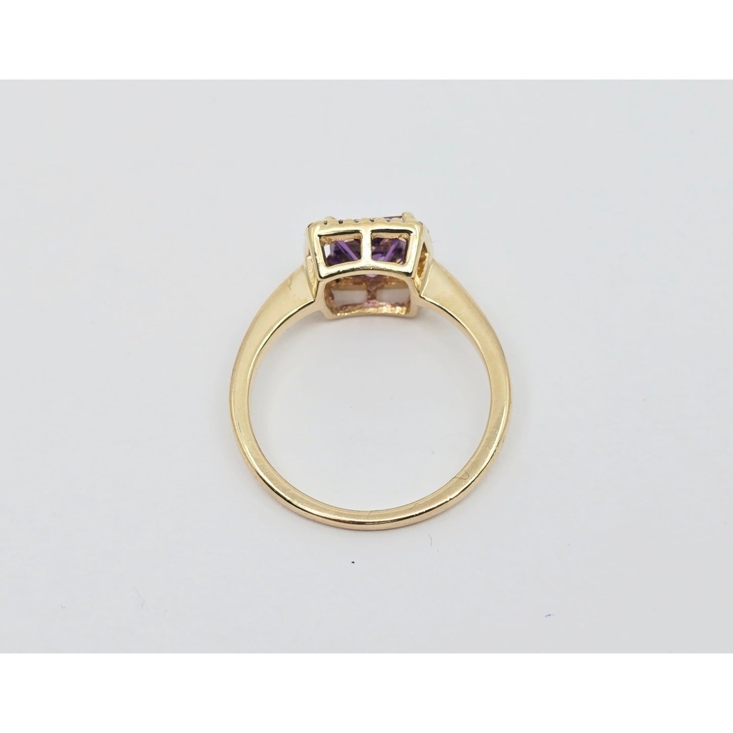 14K Yellow Gold Diamond & Purple Crystal Ring