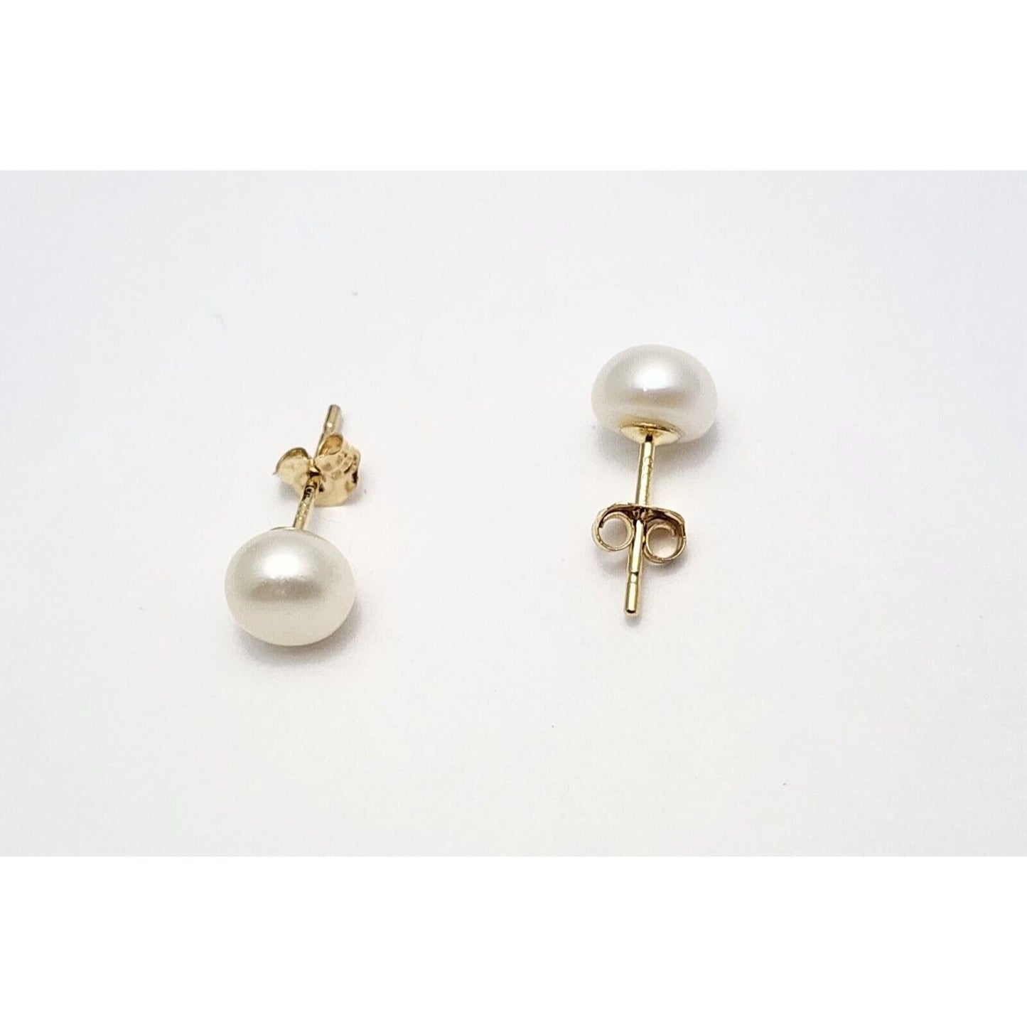 10K Yellow Gold Round Pearl Stud Earrings