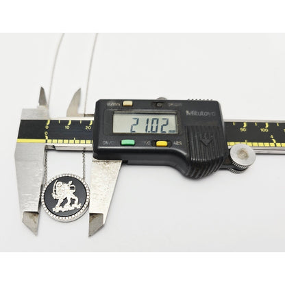 18K White Gold Iran Lion & Sun Onyx & Diamond Pendant Resizable Link Necklace