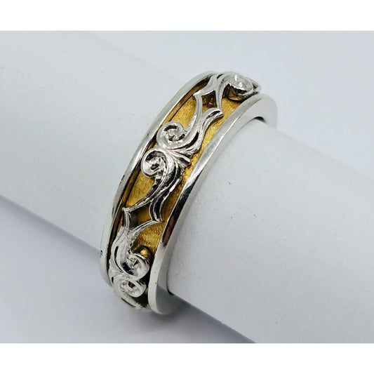 22K Two Tone Gold Layered Wedding Band Ring