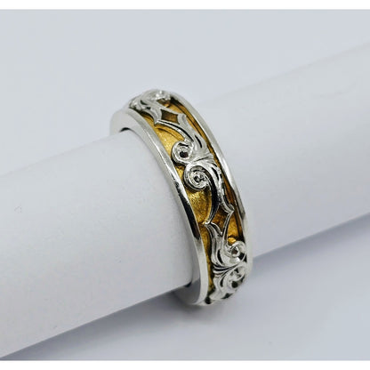 22K Two Tone Gold Layered Wedding Band Ring