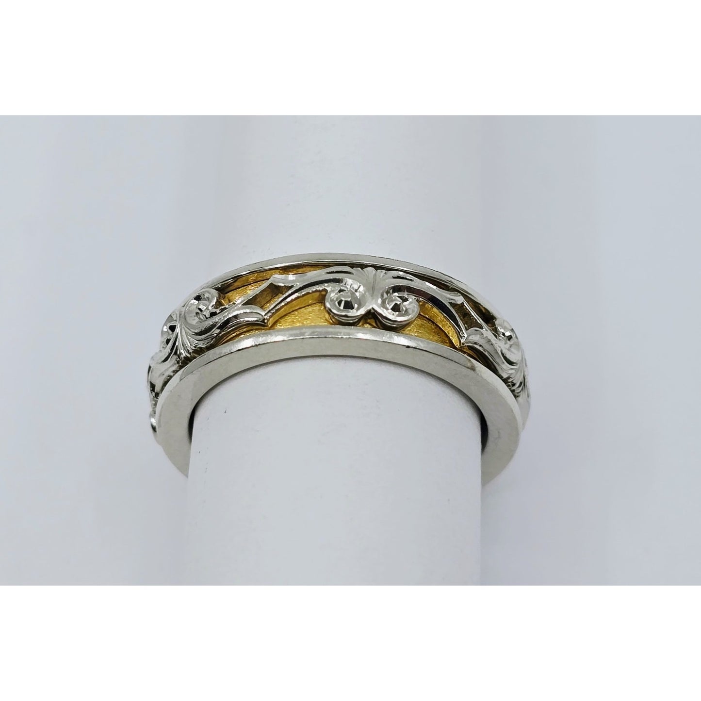 22K Two Tone Gold Layered Wedding Band Ring