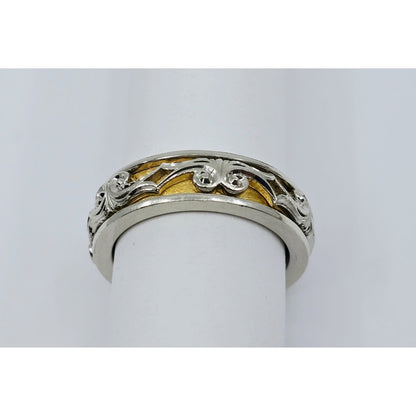 22K Two Tone Gold Layered Wedding Band Ring