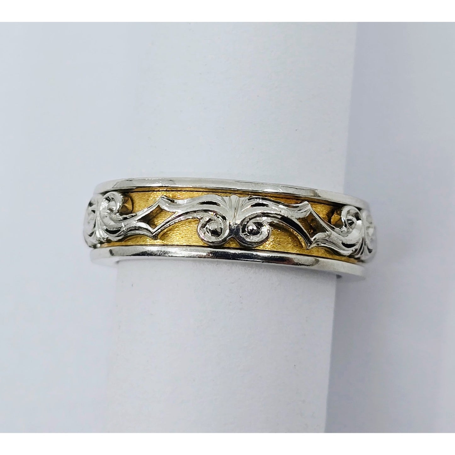 22K Two Tone Gold Layered Wedding Band Ring
