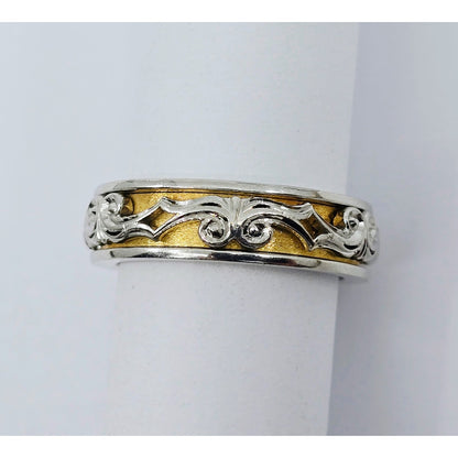 22K Two Tone Gold Layered Wedding Band Ring