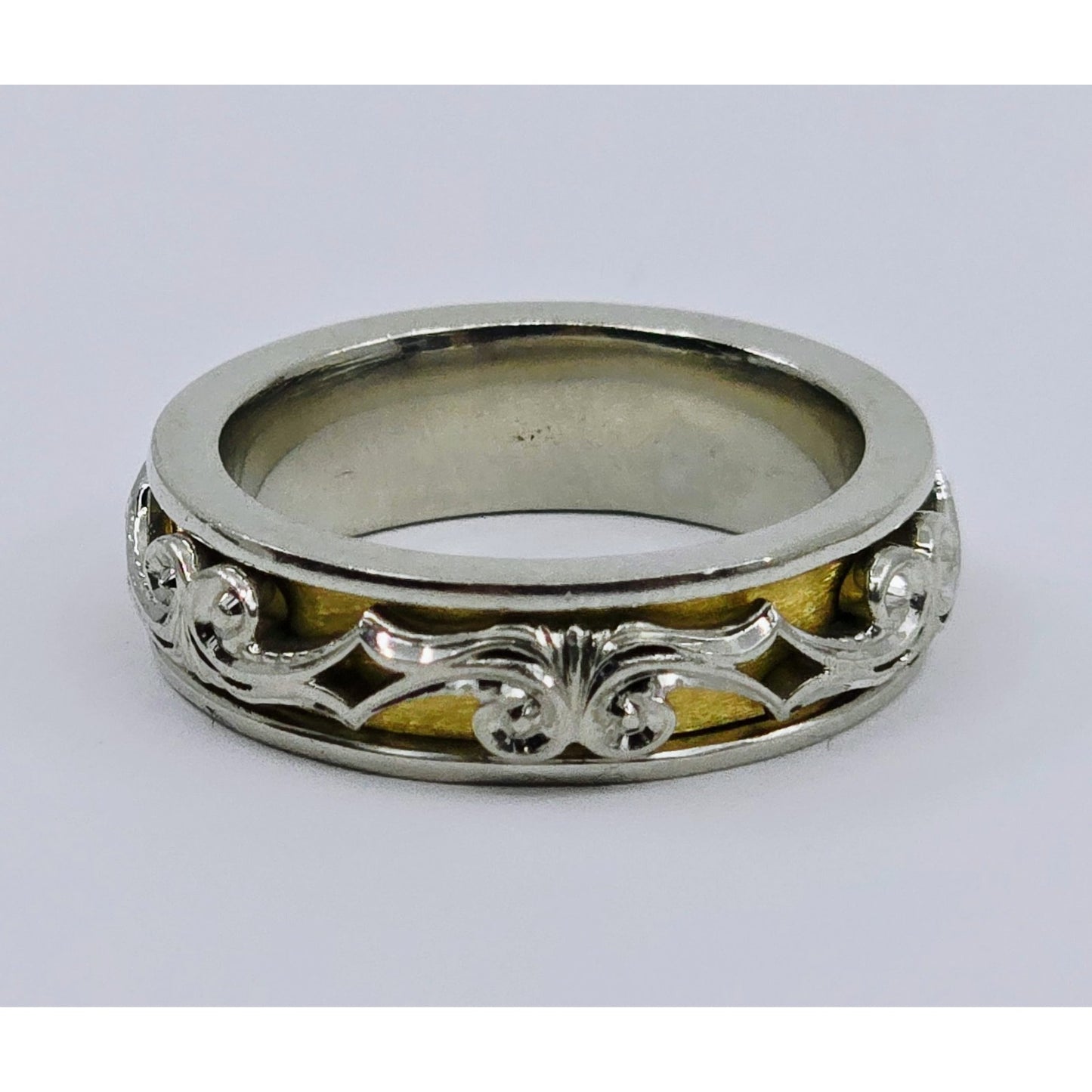 22K Two Tone Gold Layered Wedding Band Ring