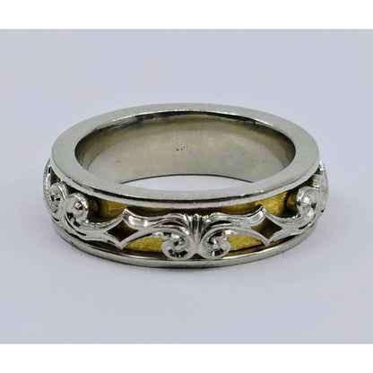 22K Two Tone Gold Layered Wedding Band Ring