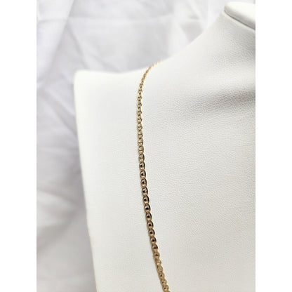 14K Two Tone Gold Diamond Cut Mariner Anchor Link Chain Necklace