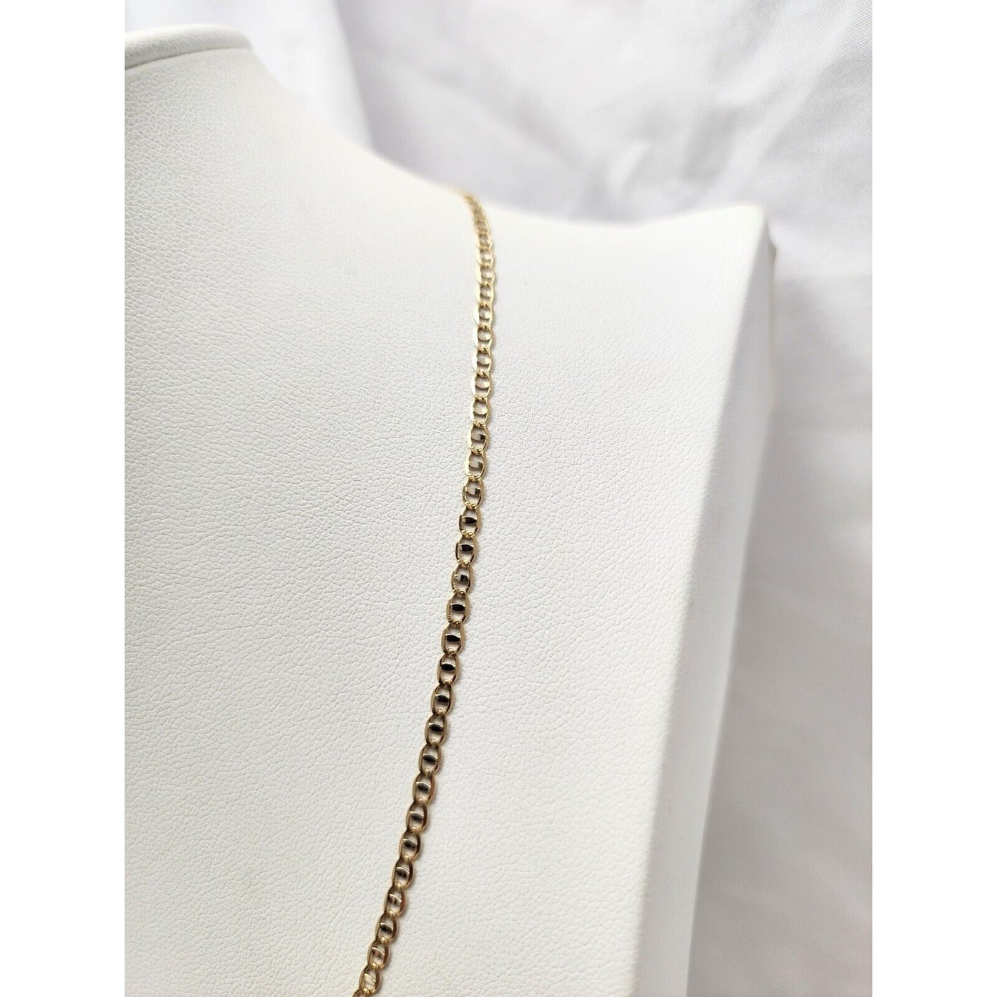 14K Two Tone Gold Diamond Cut Mariner Anchor Link Chain Necklace