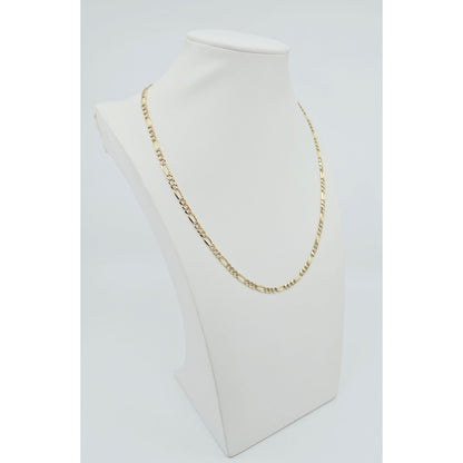 14K Two Tone Gold Diamond Cut Figaro Link Chain Necklace