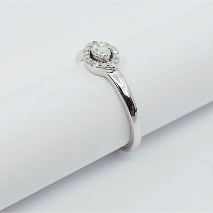 10K White Gold Round & Marquise Cut Diamond Ring