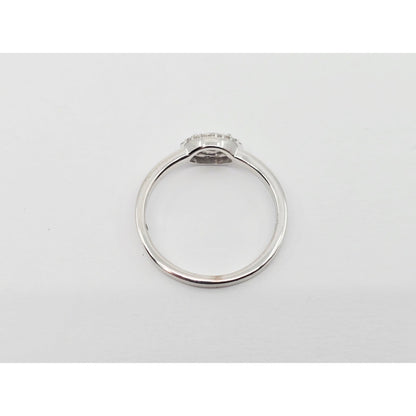 10K White Gold Round & Marquise Cut Diamond Ring
