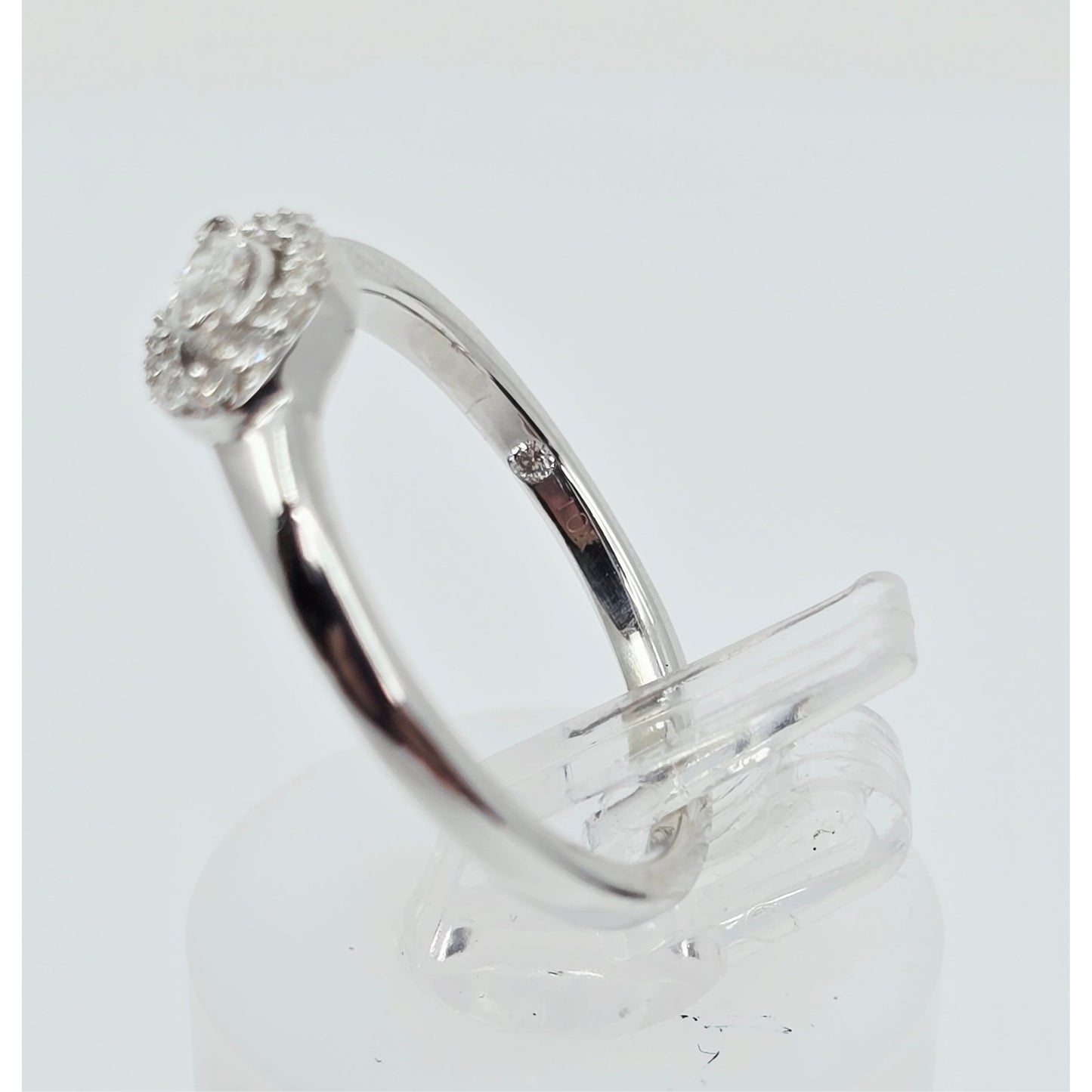 10K White Gold Round & Marquise Cut Diamond Ring