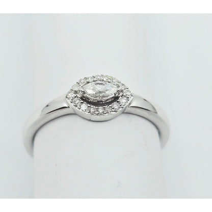 10K White Gold Round & Marquise Cut Diamond Ring