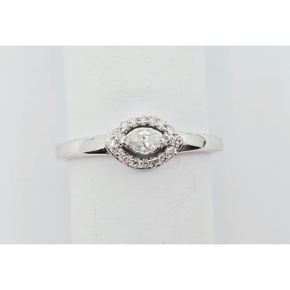 10K White Gold Round & Marquise Cut Diamond Ring